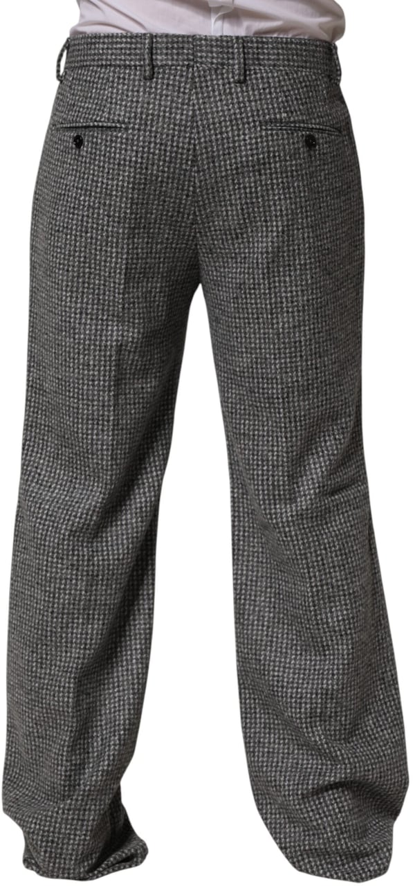 Dolce & Gabbana Gray Houndstooth Straight Dress Trouser Pants Grijs