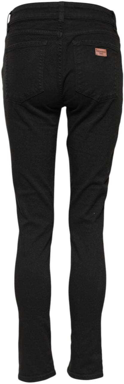 Dolce & Gabbana Black Cotton Skinny Mid Waist Denim Jeans Zwart