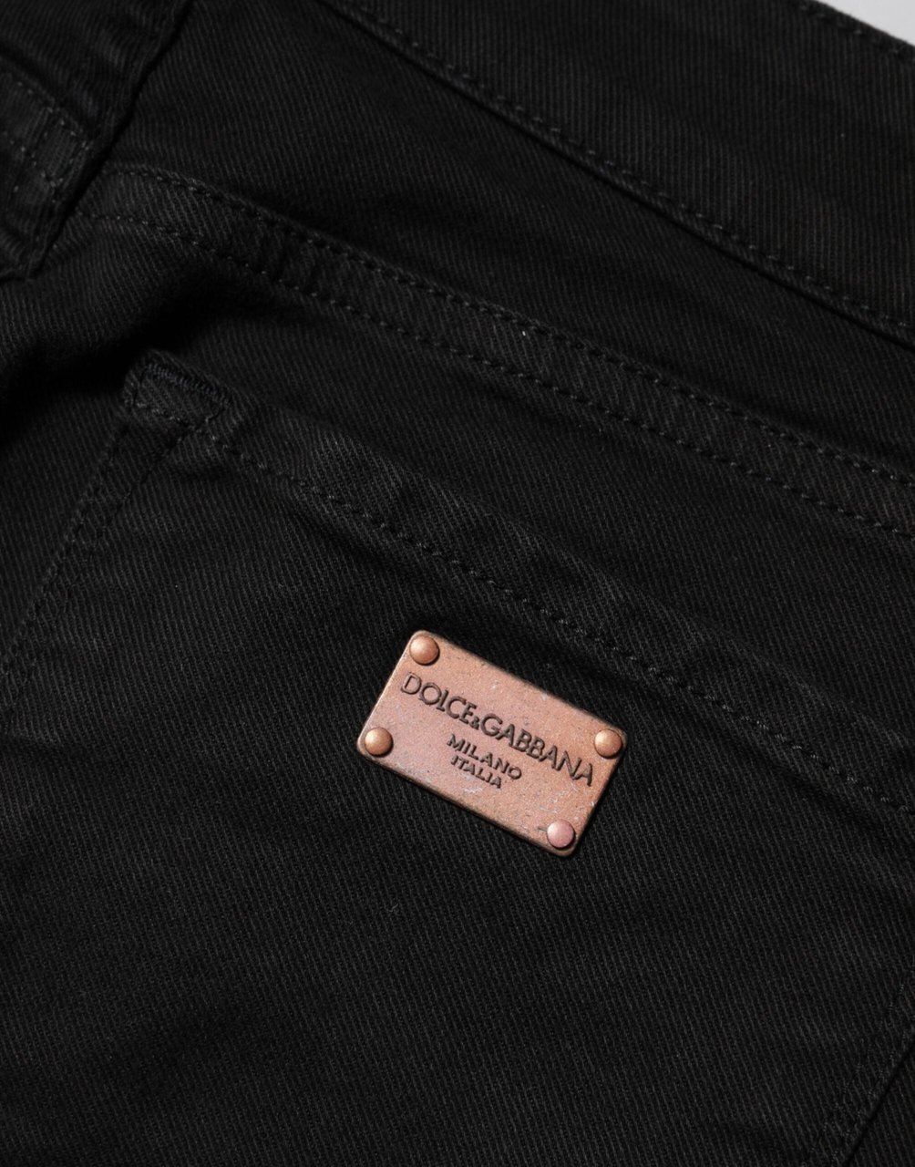Dolce & Gabbana Black Cotton Skinny Mid Waist Denim Jeans Zwart