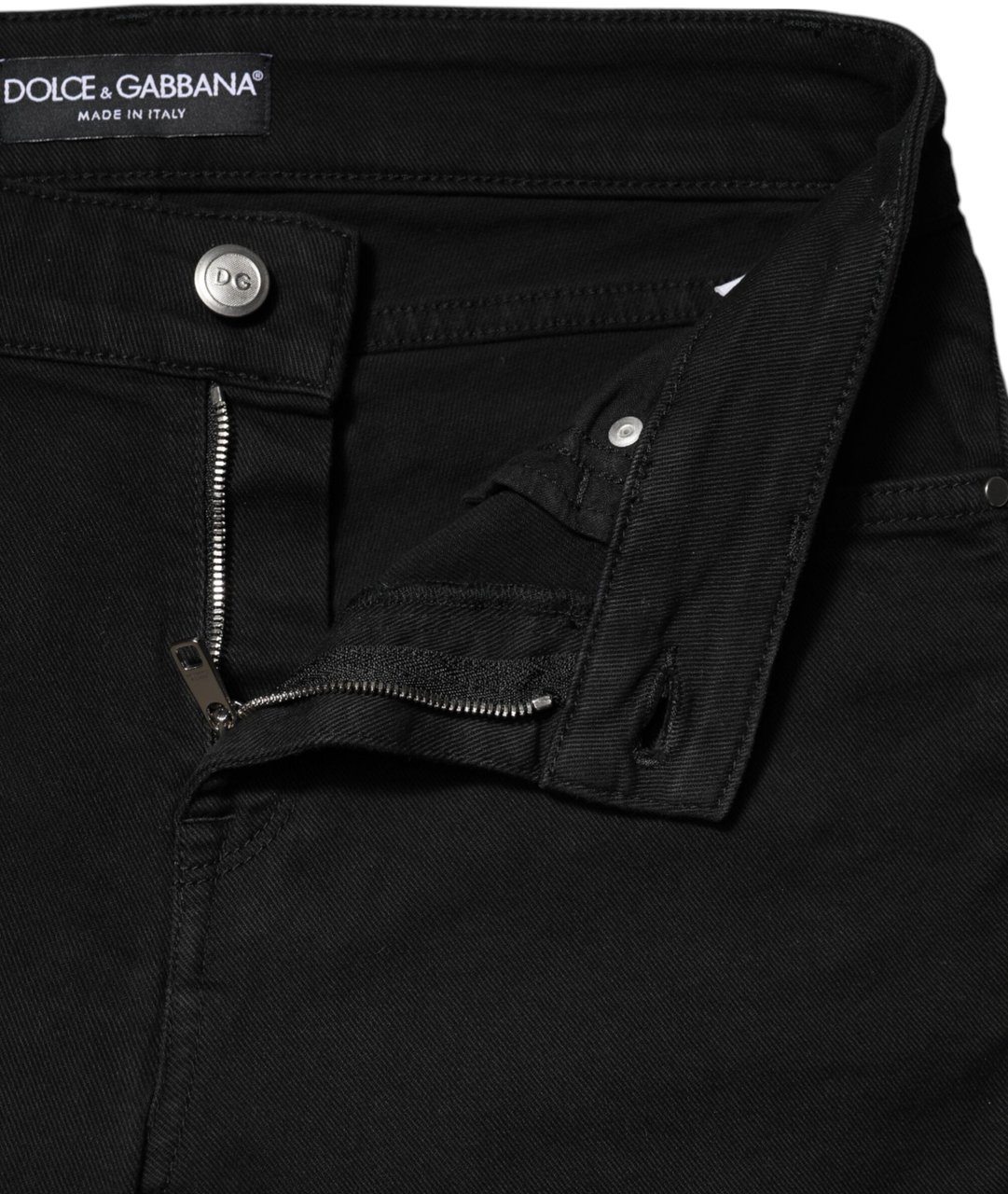 Dolce & Gabbana Black Cotton Skinny Mid Waist Denim Jeans Zwart