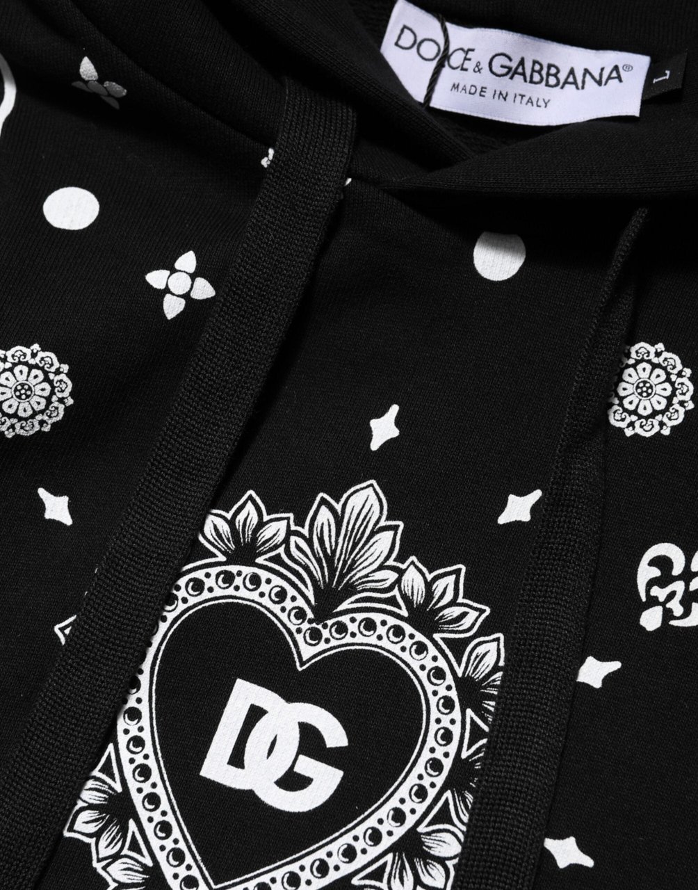 Dolce & Gabbana Black Bandana Hooded Men Sweatshirt Sweater Zwart