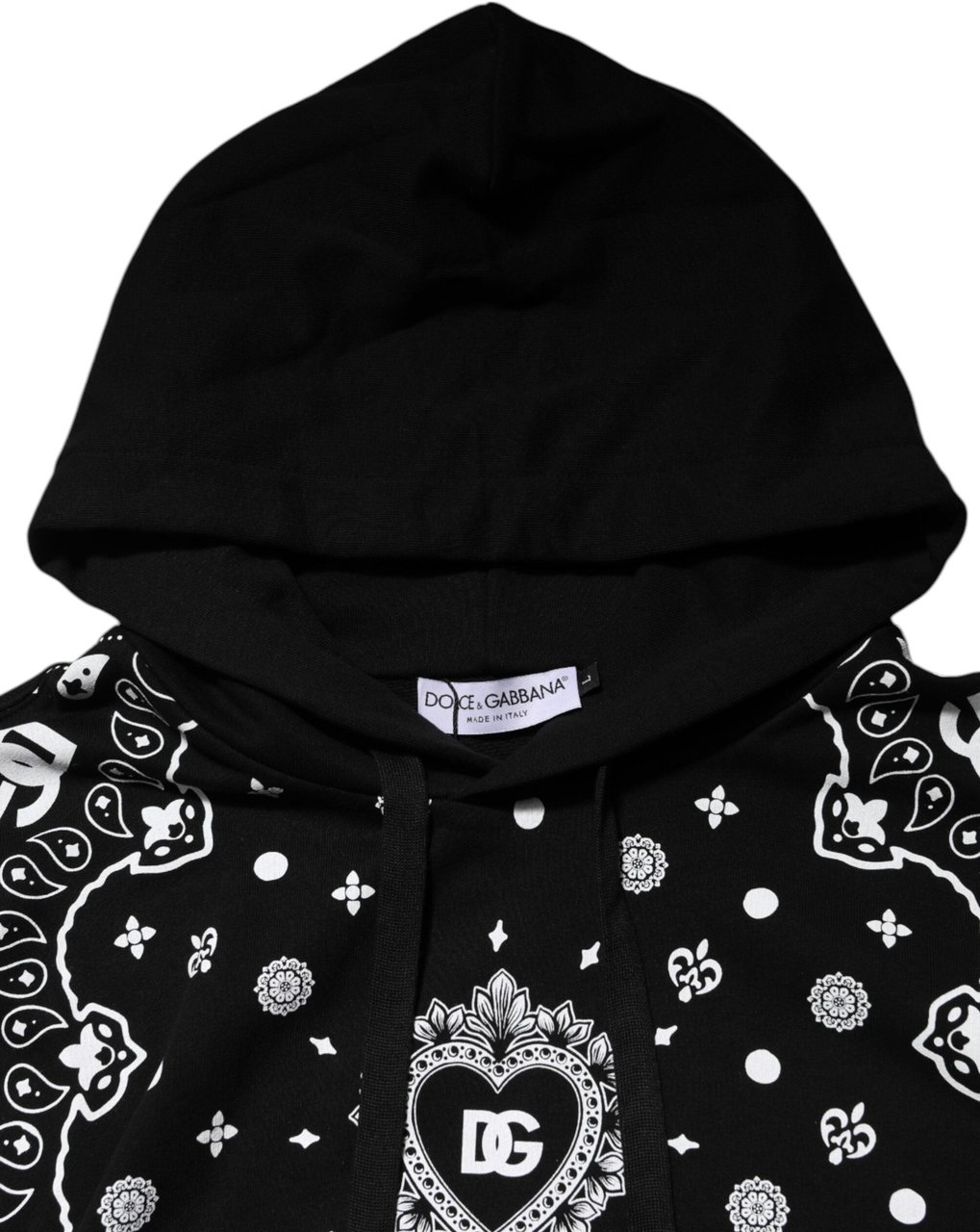 Dolce & Gabbana Black Bandana Hooded Men Sweatshirt Sweater Zwart