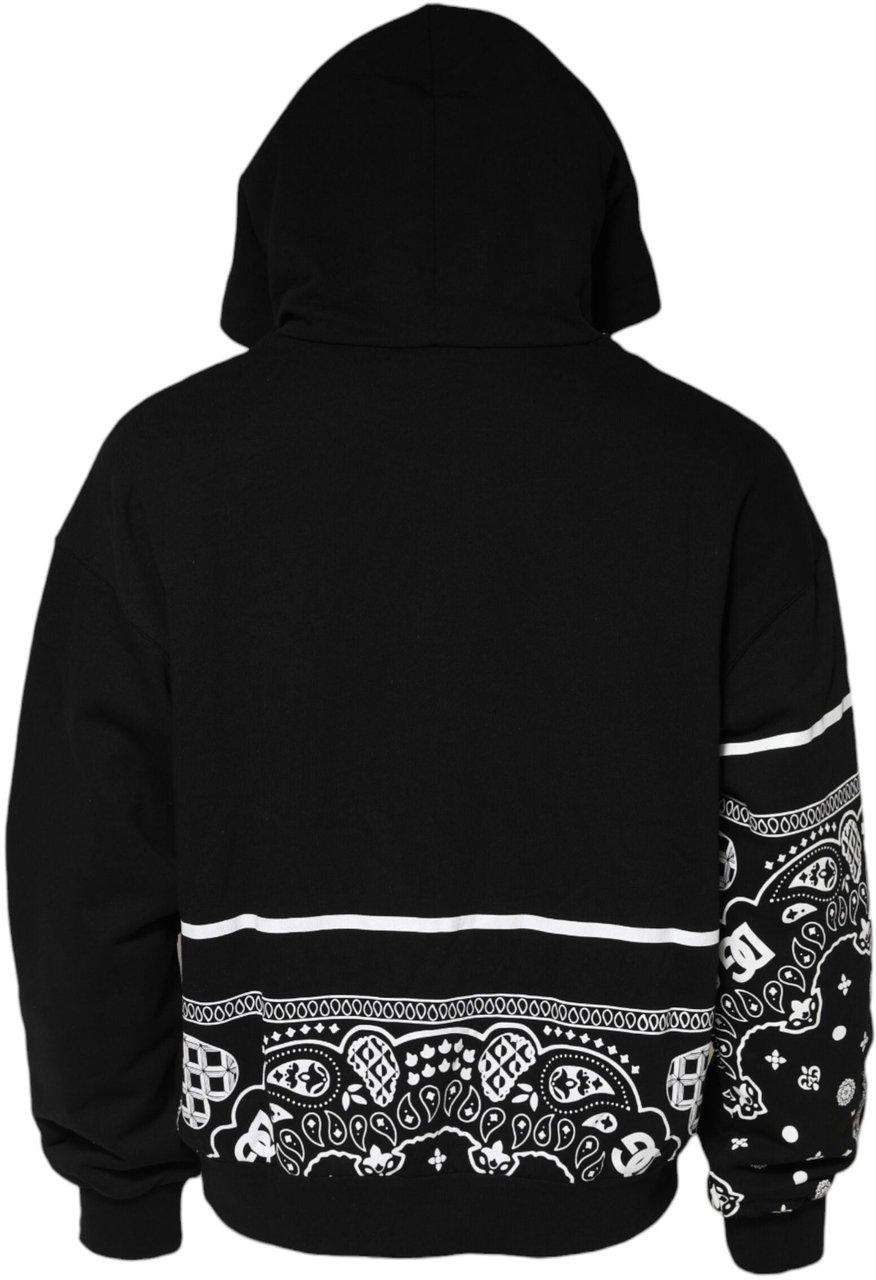 Dolce & Gabbana Black Bandana Hooded Men Sweatshirt Sweater Zwart