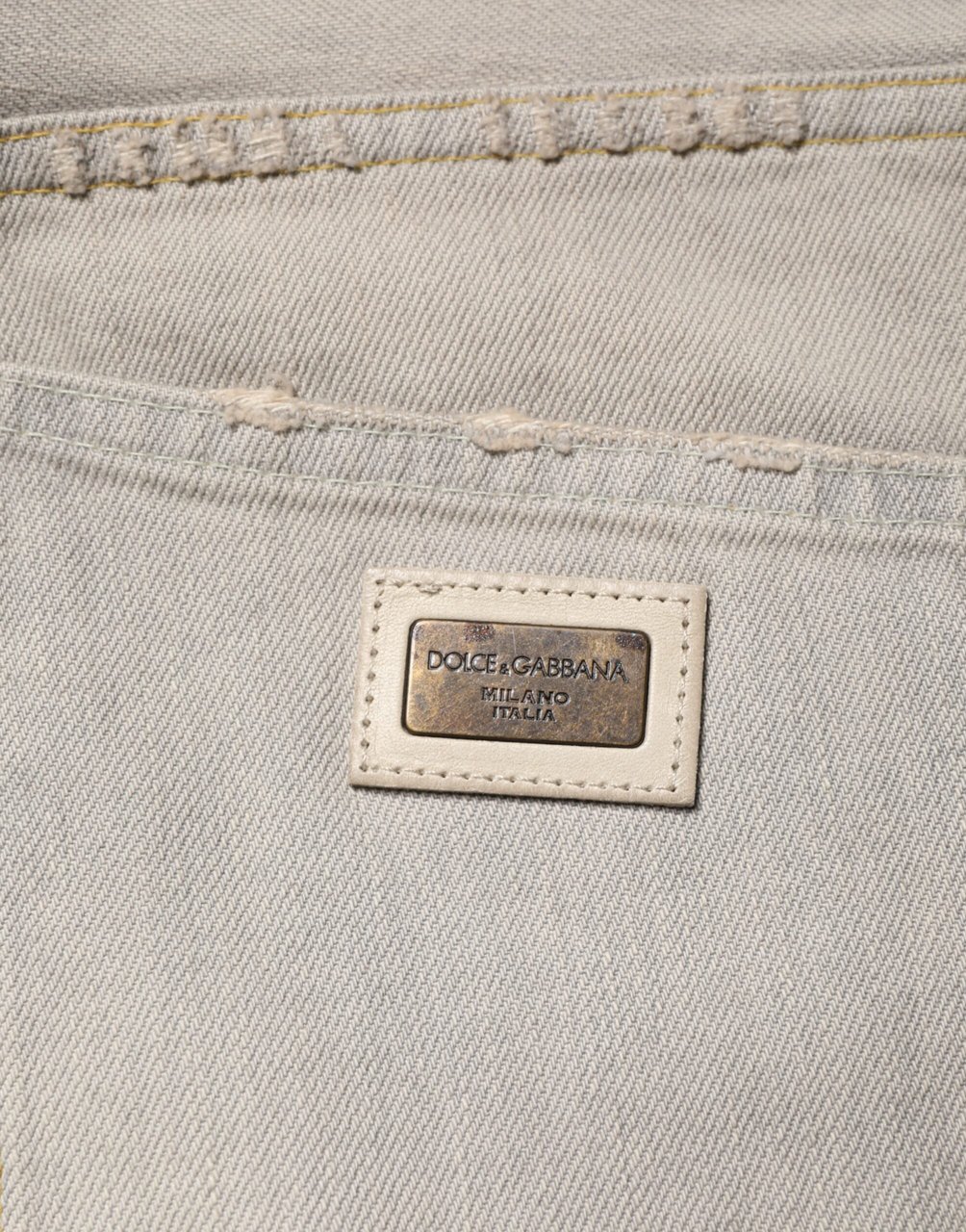 Dolce & Gabbana Light Gray Cotton Straight Denim Trouser Jeans Grijs