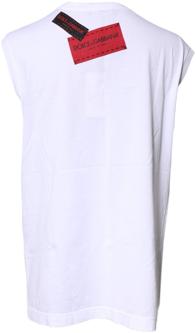 Dolce & Gabbana White Floral Graphic Print Sleeveless Tank Top Divers
