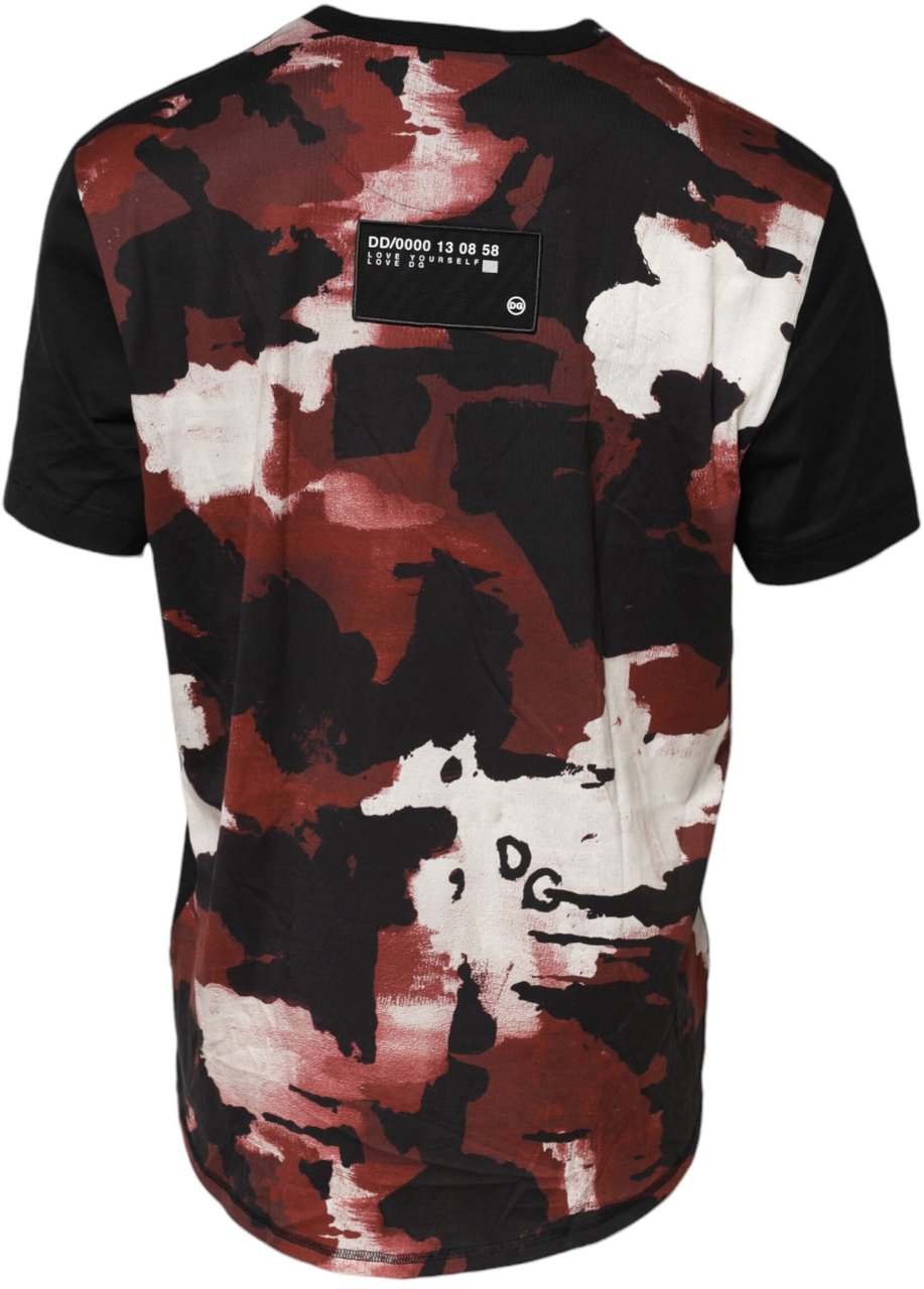 Dolce & Gabbana Multicolor Camouflage Crew Neck T-shirt Zwart