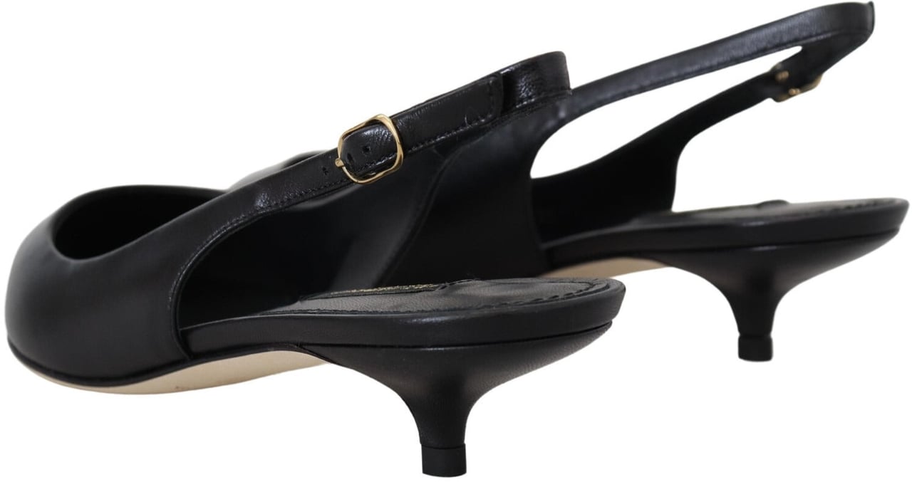 Dolce & Gabbana Black Leather Slingbacks Heels Pumps Shoes Zwart