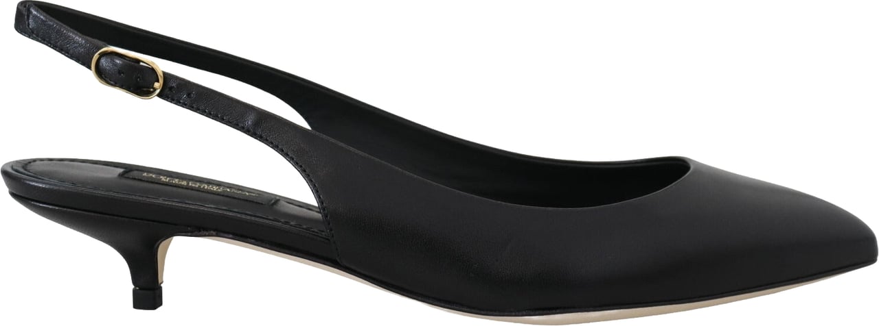 Dolce & Gabbana Black Leather Slingbacks Heels Pumps Shoes Zwart