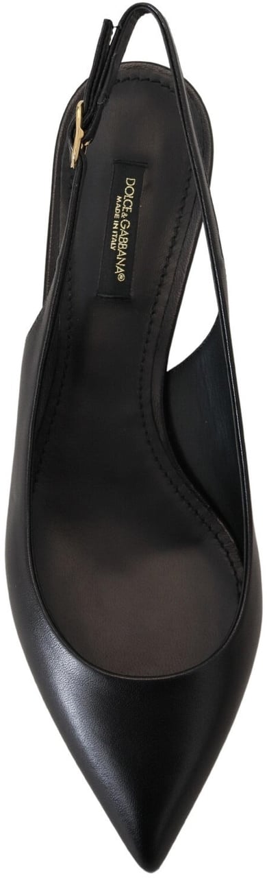 Dolce & Gabbana Black Leather Slingbacks Heels Pumps Shoes Zwart