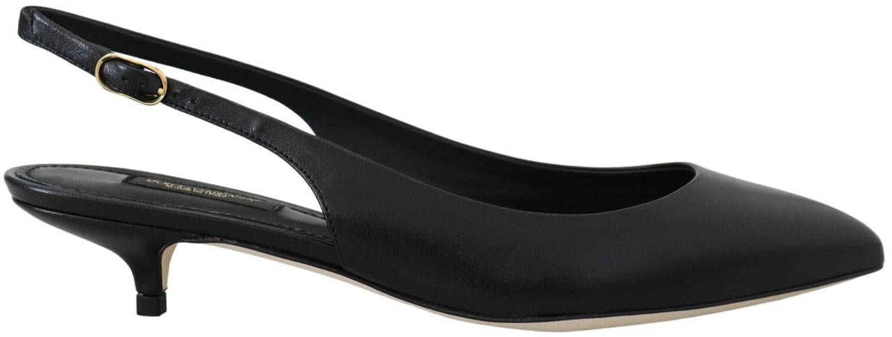 Dolce & Gabbana Black Leather Slingbacks Heels Pumps Shoes Zwart