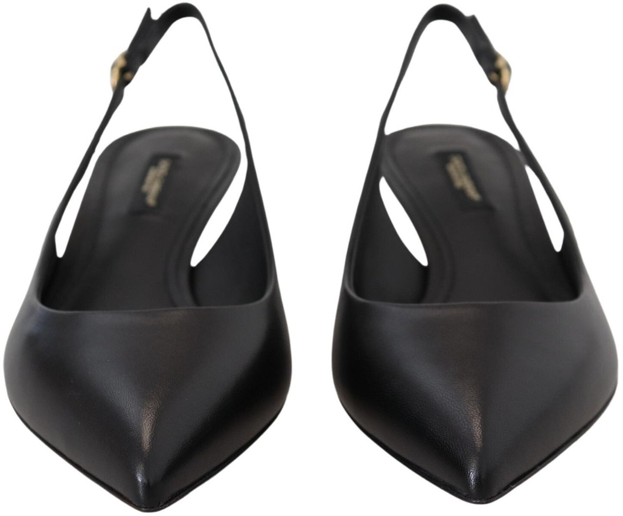 Dolce & Gabbana Black Leather Slingbacks Heels Pumps Shoes Zwart