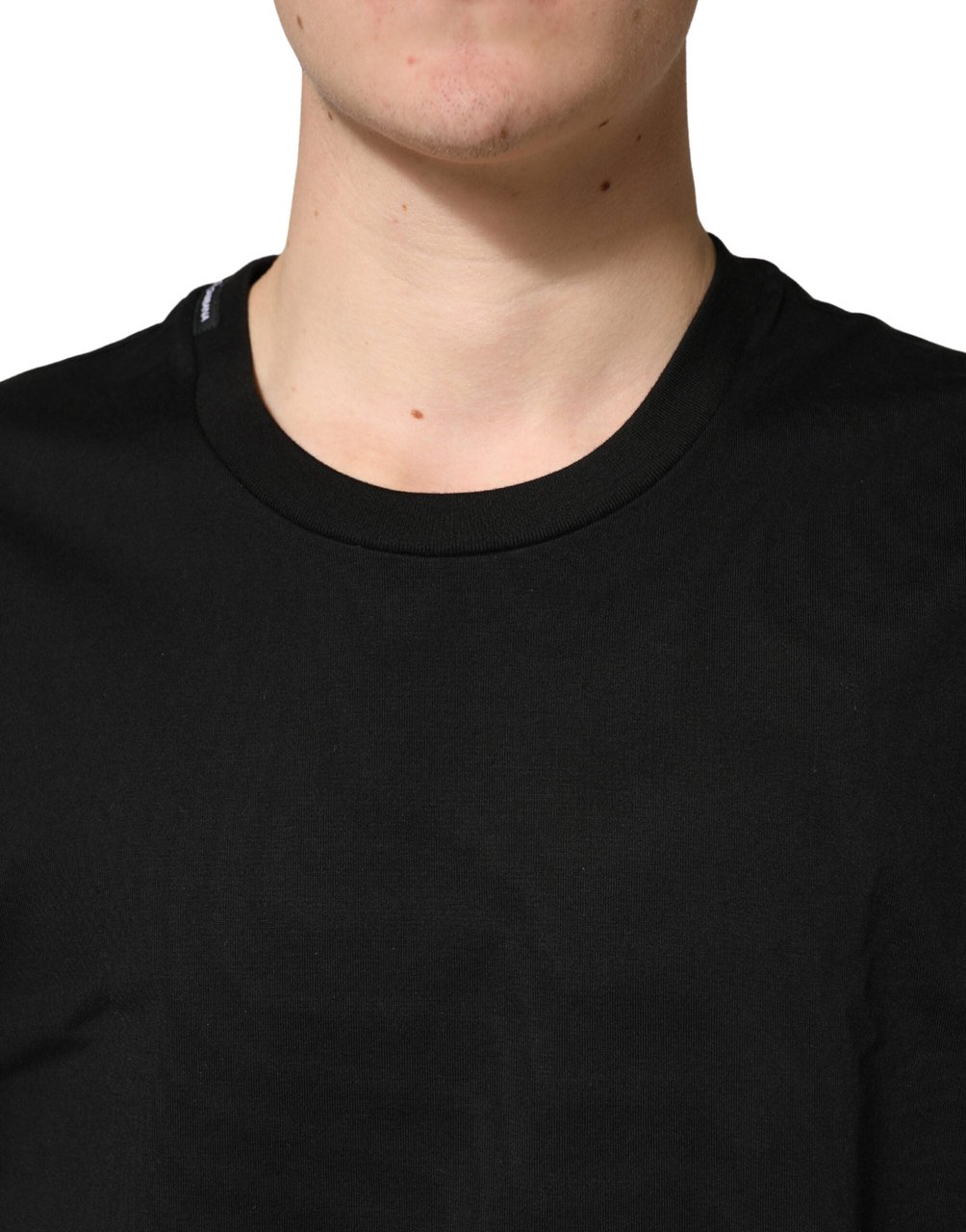 Dolce & Gabbana Black Cotton Crewneck Short Sleeve T-Shirt Zwart