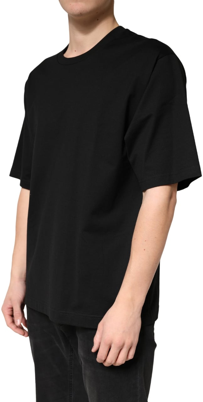 Dolce & Gabbana Black Cotton Crewneck Short Sleeve T-Shirt Zwart