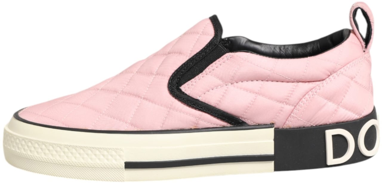 Dolce & Gabbana Pink Quilted Nylon Slip-On Sneaker Shoes Roze