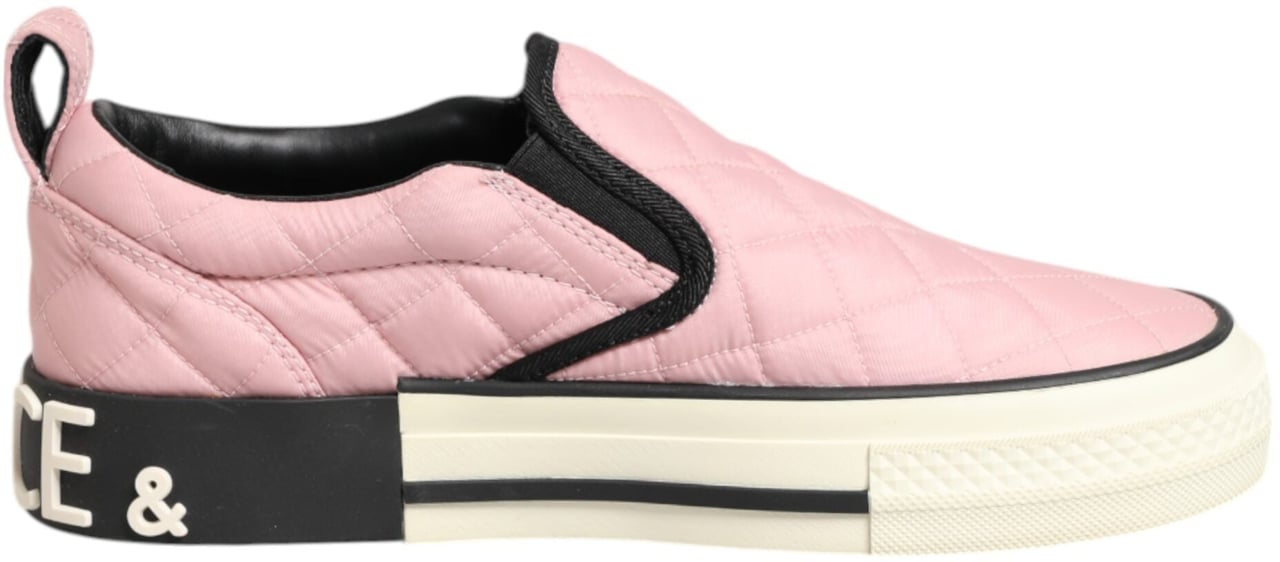 Dolce & Gabbana Pink Quilted Nylon Slip-On Sneaker Shoes Roze