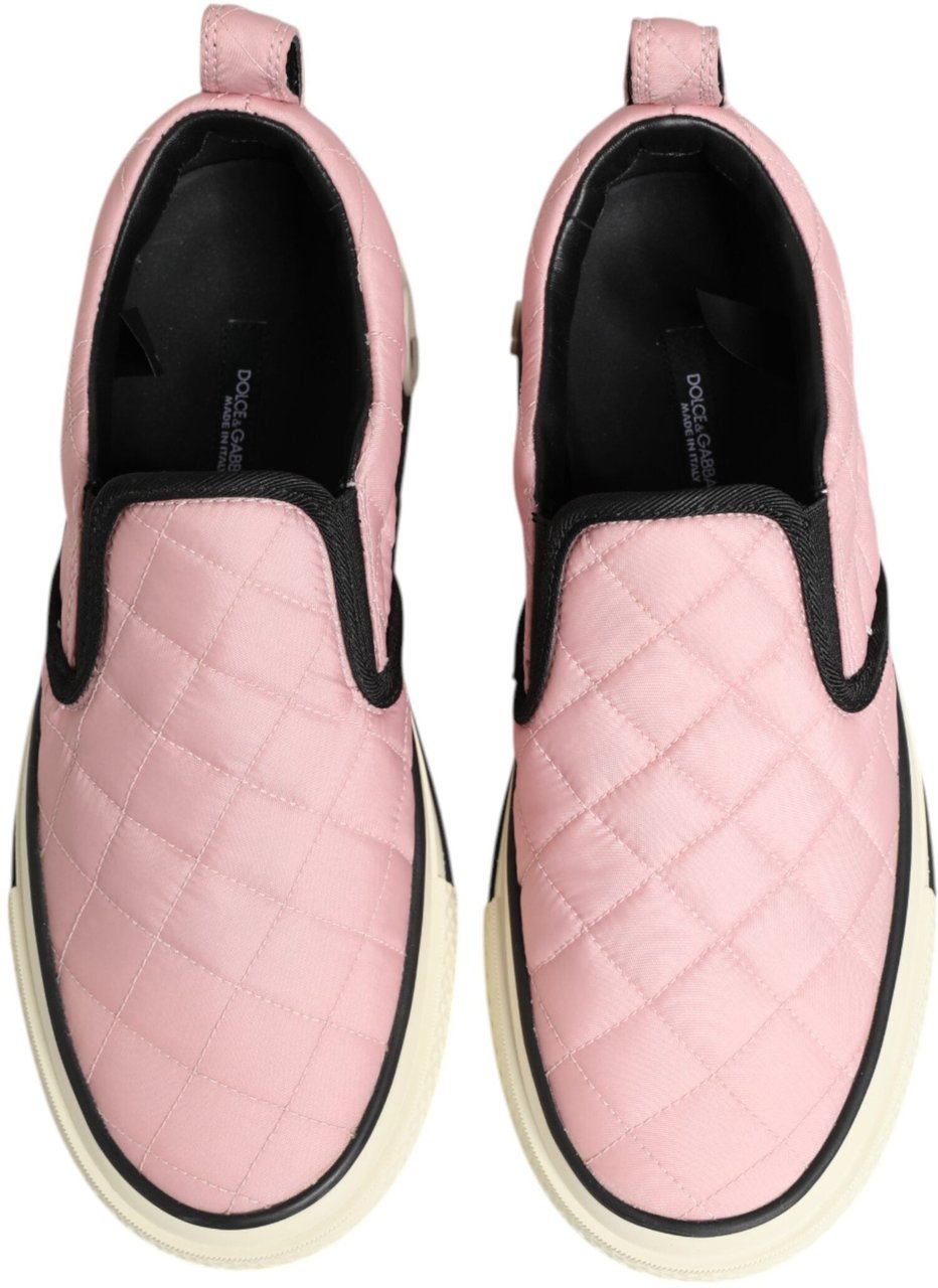 Dolce & Gabbana Pink Quilted Nylon Slip-On Sneaker Shoes Roze
