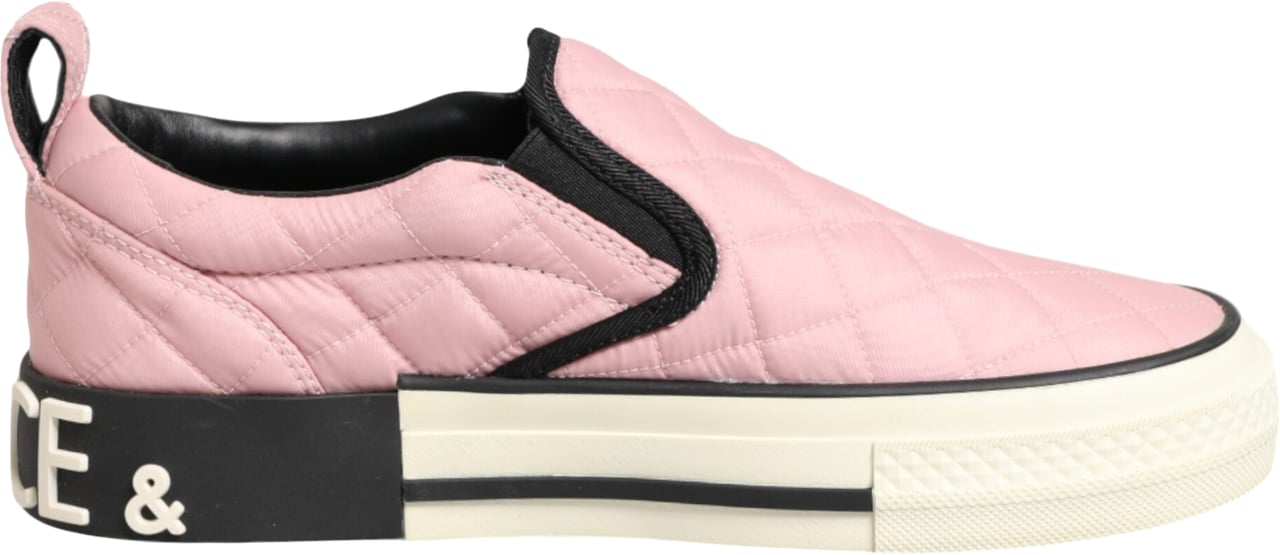 Dolce & Gabbana Pink Quilted Nylon Slip-On Sneaker Shoes Roze
