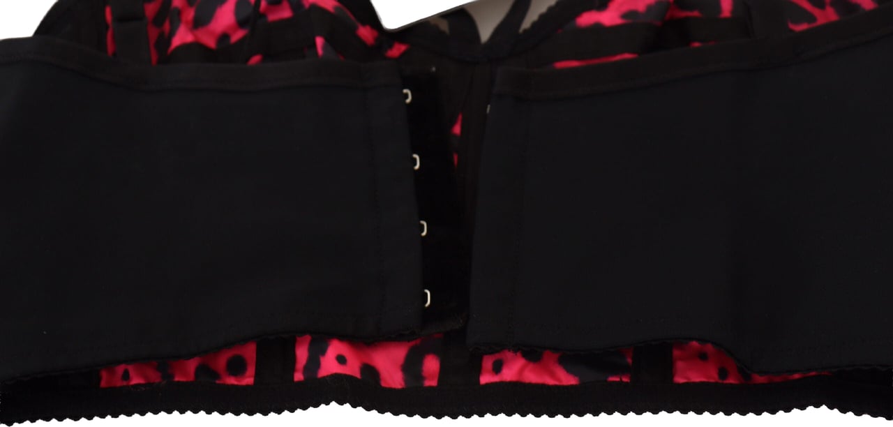 Dolce & Gabbana Pink Leopard Print Cropped Bustier Corset Top Roze