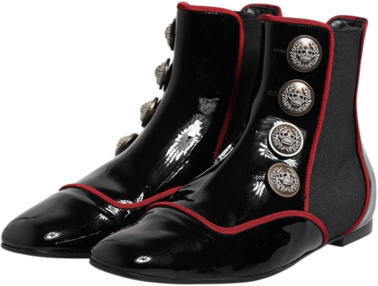 Dolce & Gabbana Black Jackie Buttoned Chelsea Boots Shoes Zwart
