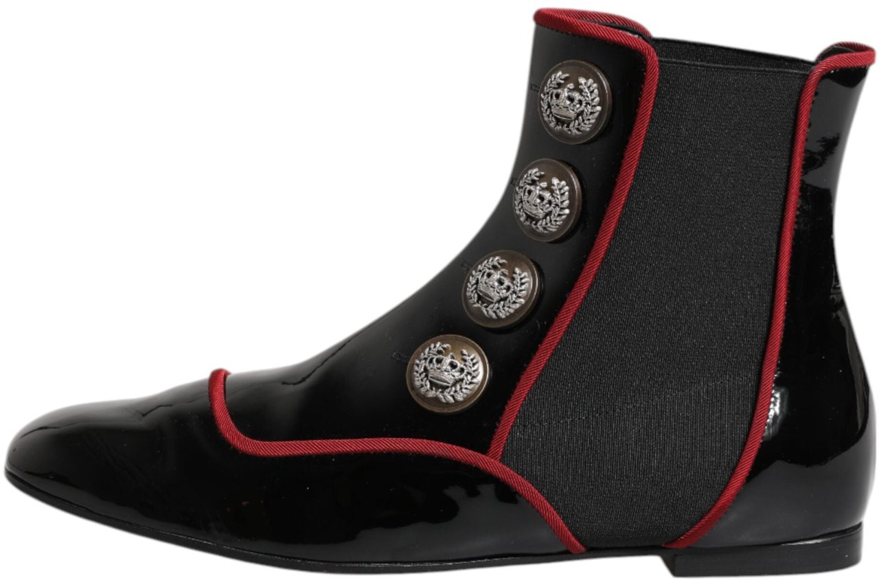 Dolce & Gabbana Black Jackie Buttoned Chelsea Boots Shoes Zwart