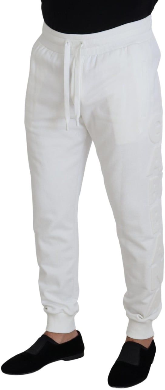 Dolce & Gabbana White Sport Logo Cotton Sweatpants Trousers Pants Wit