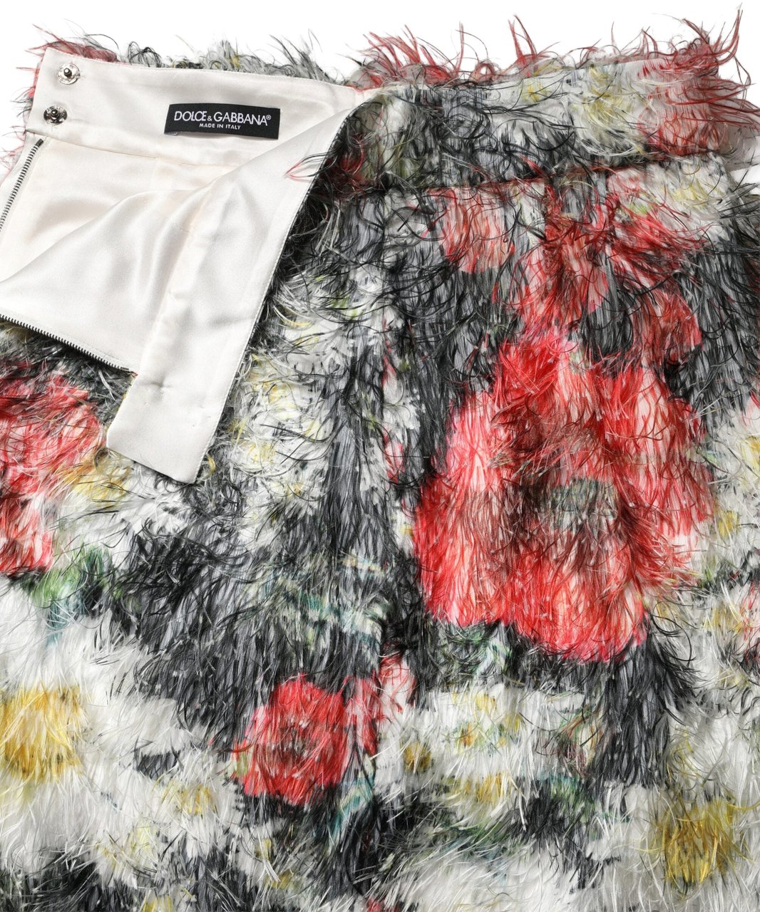 Dolce & Gabbana Multicolor Floral Textured Faux Fur Pencil Skirt Divers