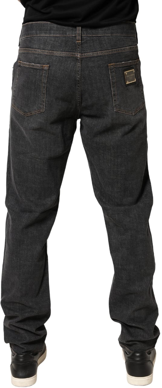 Dolce & Gabbana Dark Gray Slim Fit Cotton Men Denim Jeans Grijs
