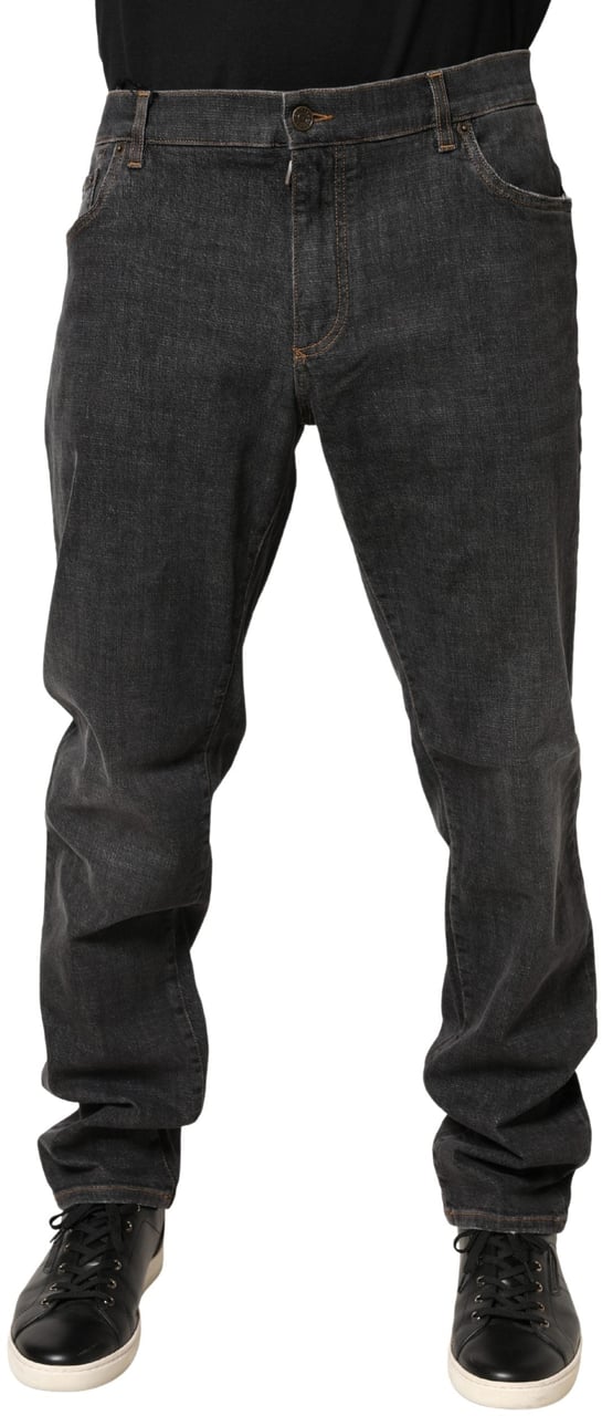 Dolce & Gabbana Dark Gray Slim Fit Cotton Men Denim Jeans Grijs