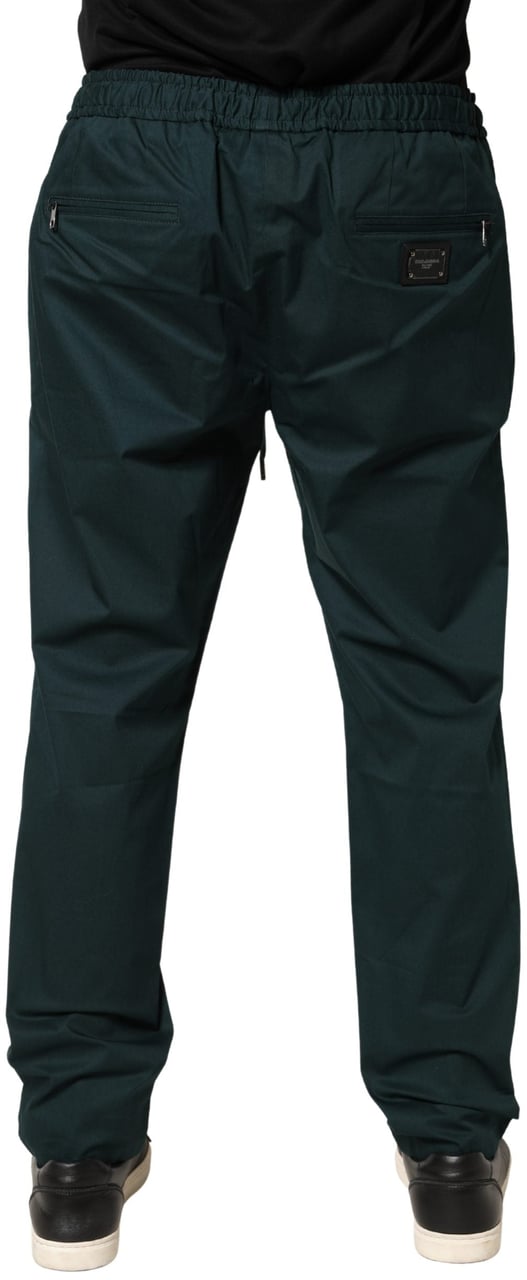 Dolce & Gabbana Green Cotton Skinny Men Jogger Trouser Pants Groen