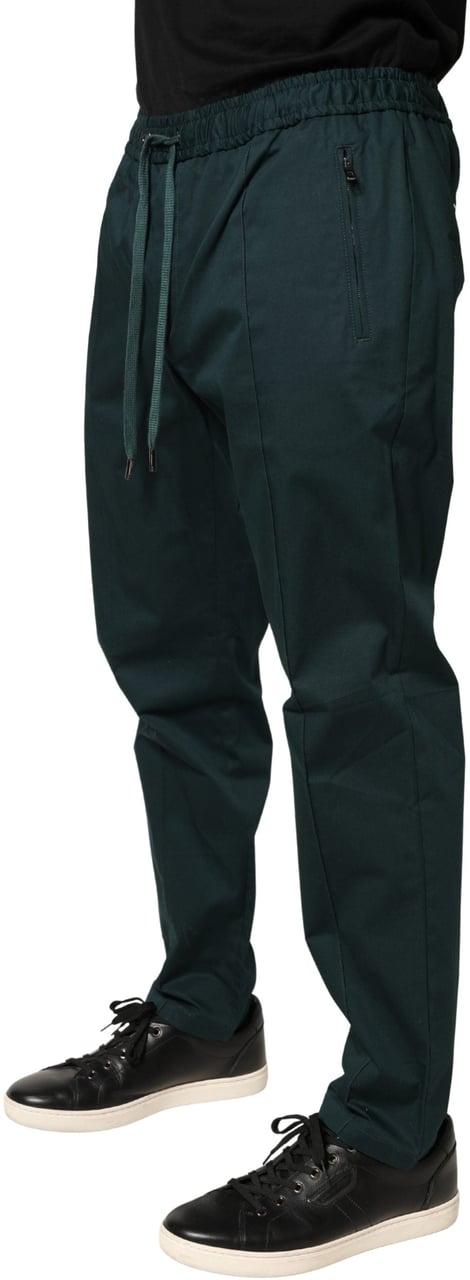 Dolce & Gabbana Green Cotton Skinny Men Jogger Trouser Pants Groen