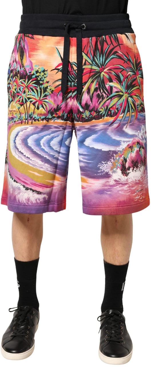 Dolce & Gabbana Multicolor Graphic Print Cotton Bermuda Shorts Divers