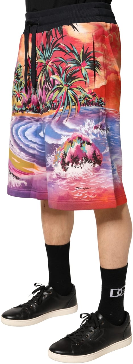Dolce & Gabbana Multicolor Graphic Print Cotton Bermuda Shorts Divers