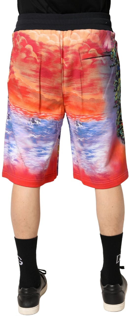 Dolce & Gabbana Multicolor Graphic Print Cotton Bermuda Shorts Divers