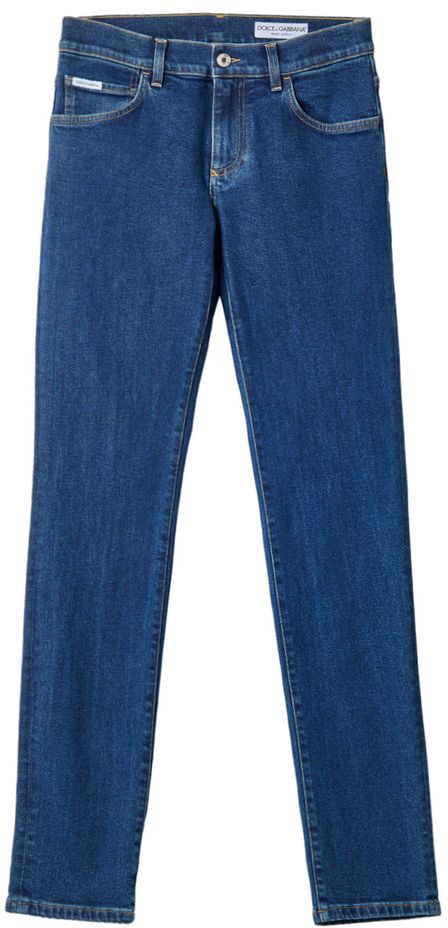 Dolce & Gabbana Blue Cotton Skinny Jeans Blauw