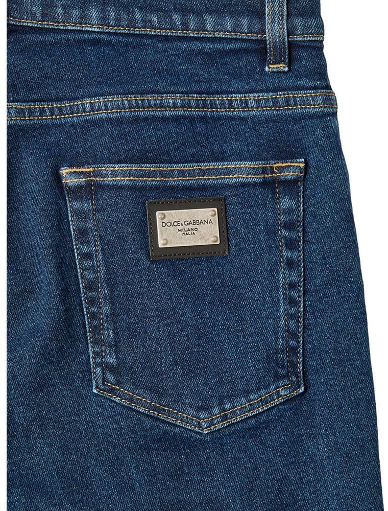 Dolce & Gabbana Blue Cotton Skinny Jeans Blauw