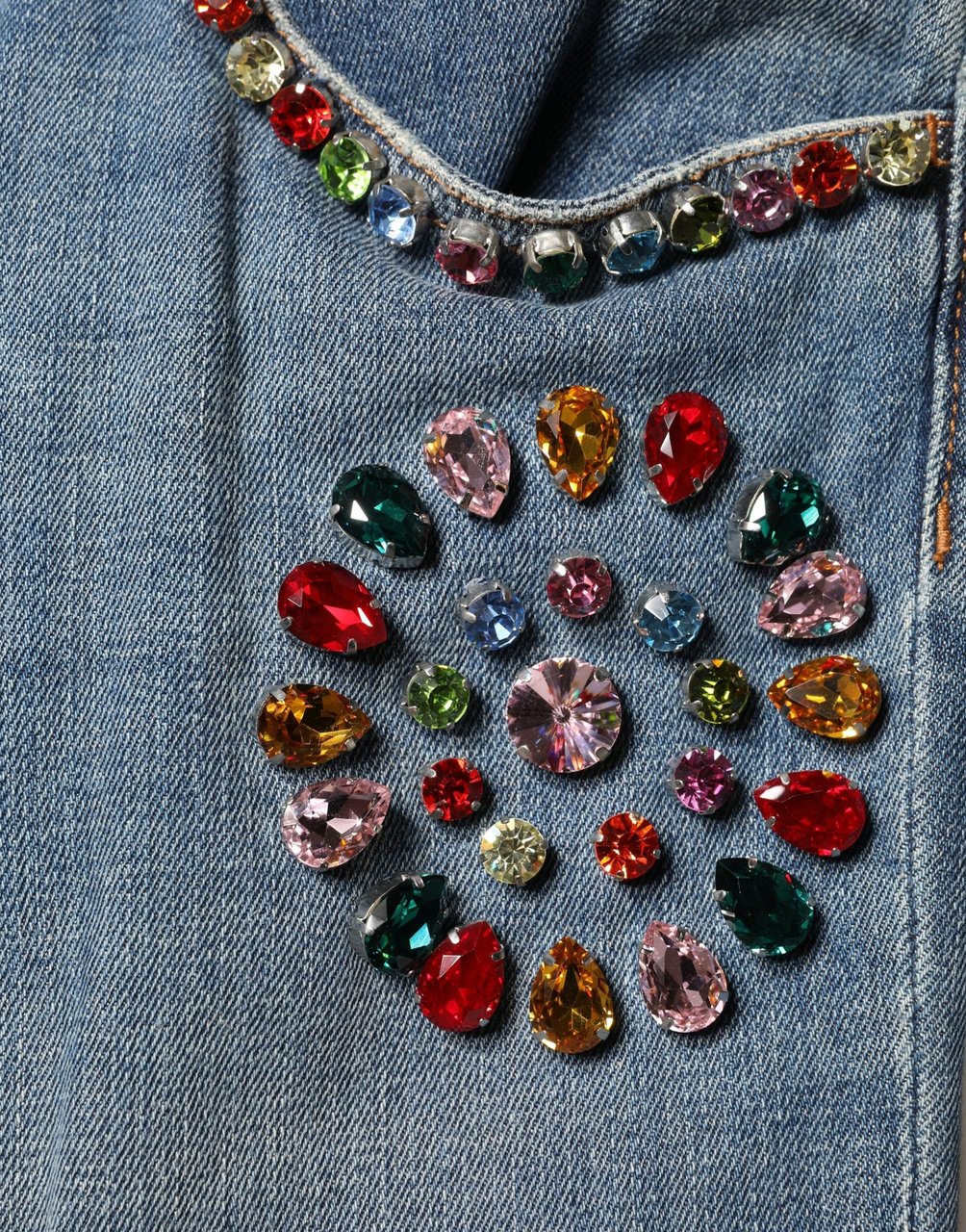 Dolce & Gabbana Blue Embellished Loose Cotton Men Denim Jeans Blauw