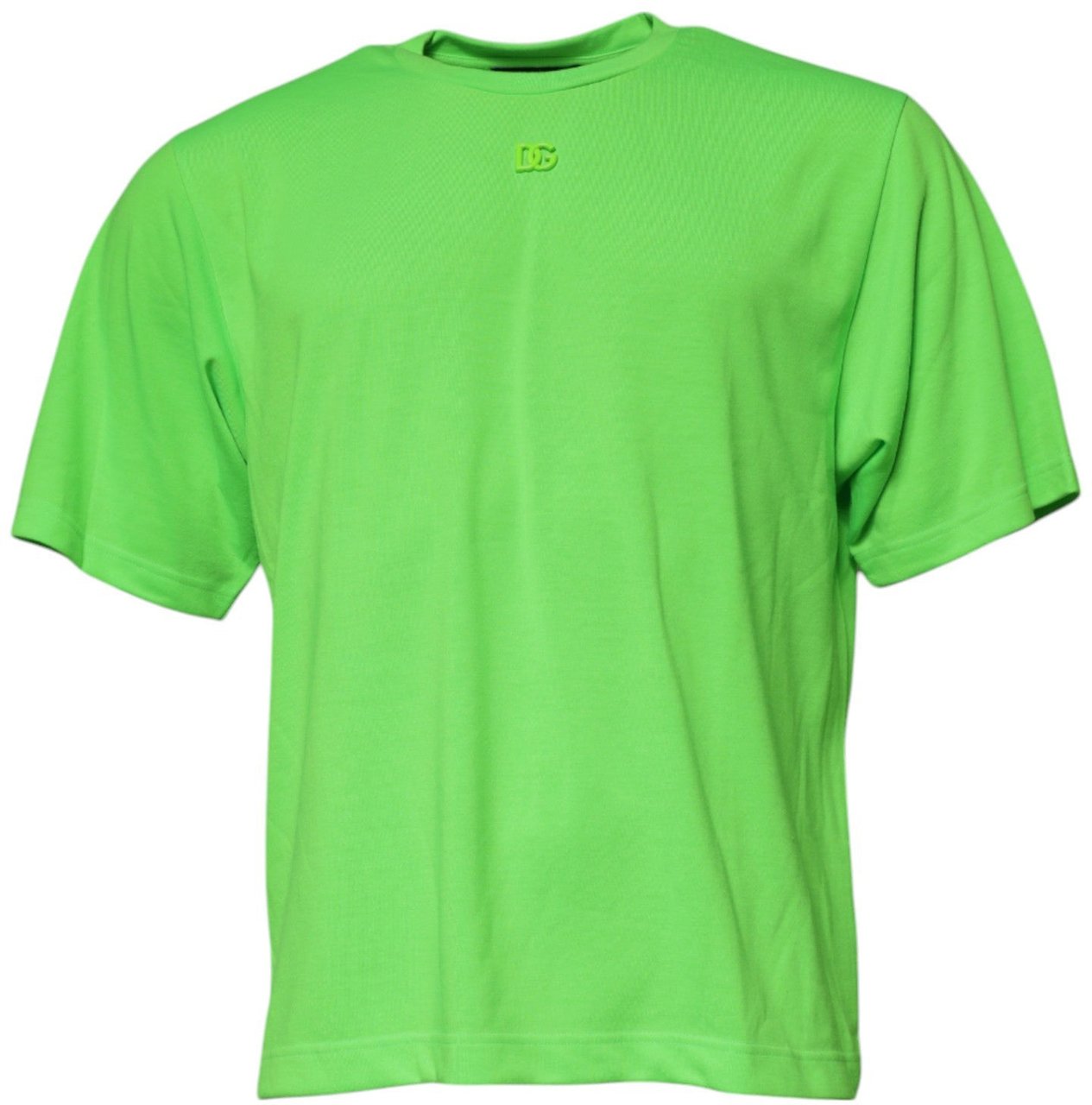 Dolce & Gabbana Green Logo Polyester Crew Neck T-shirt Groen