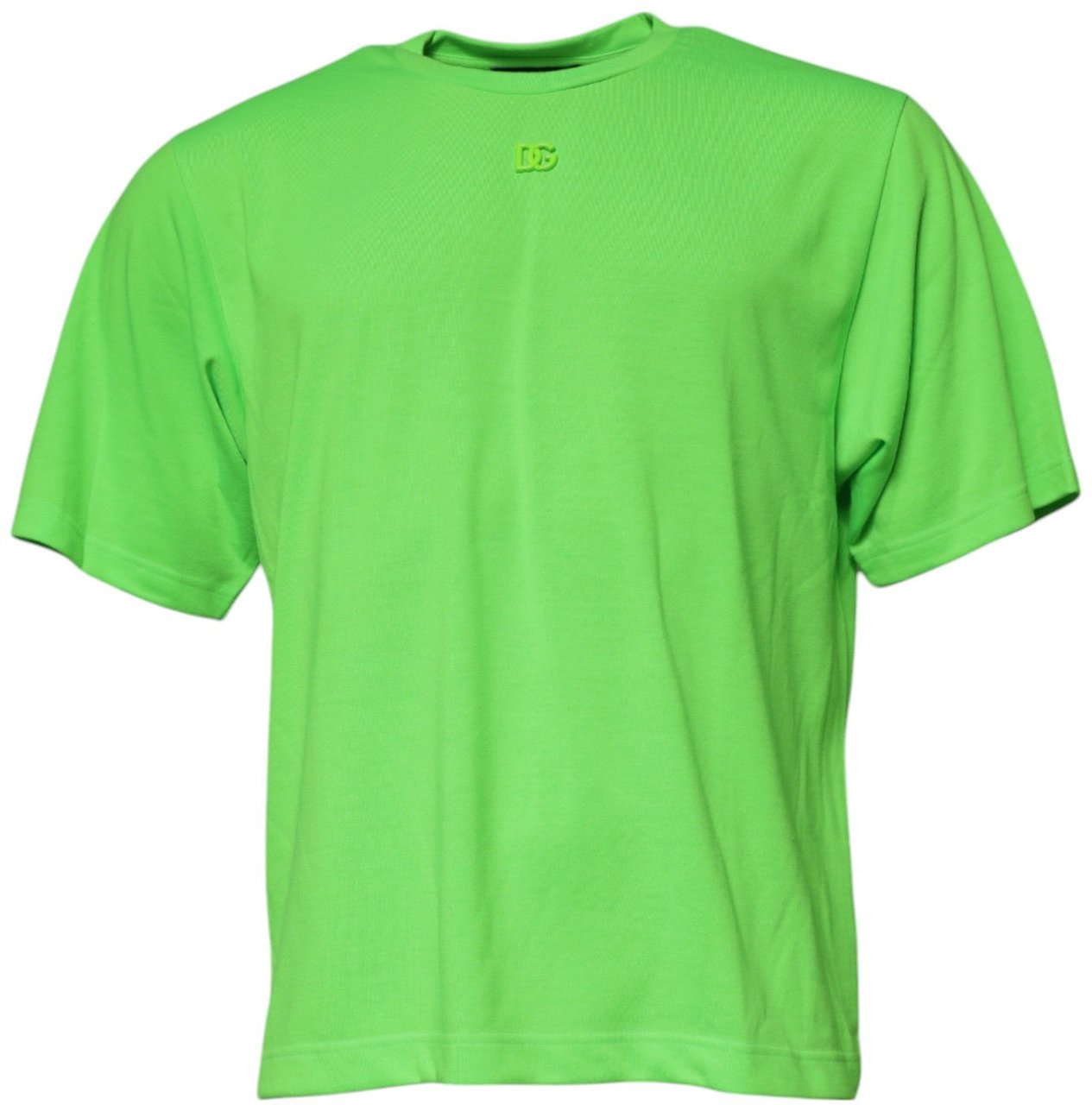 Dolce & Gabbana Green Logo Polyester Crew Neck T-shirt Groen