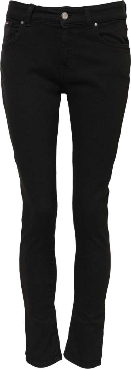Dolce & Gabbana Black Cotton Logo Skinny Mid Waist Denim Jeans Zwart