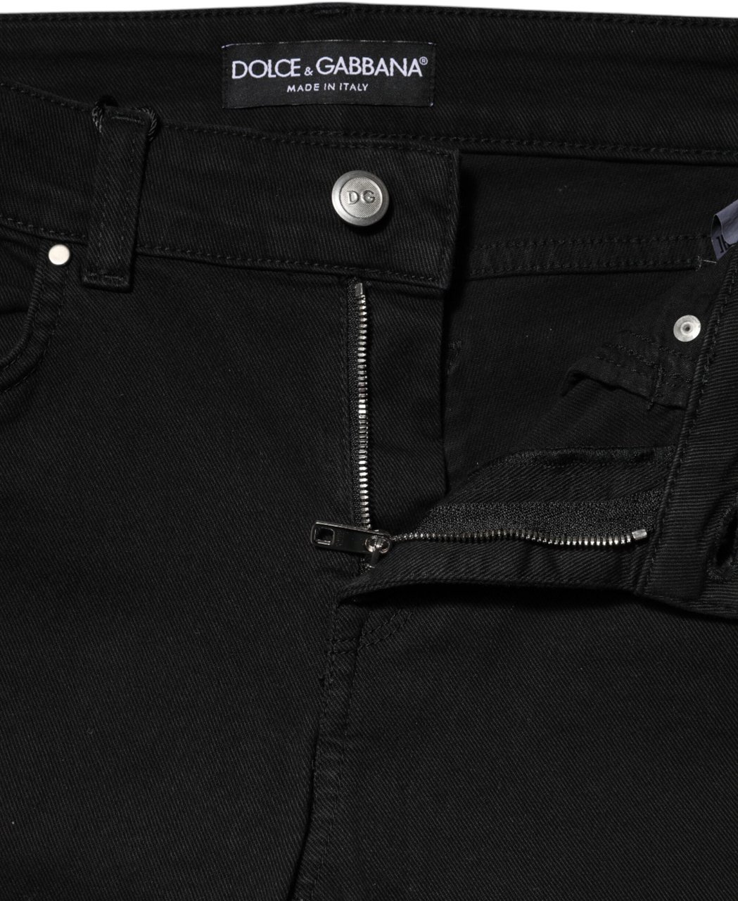 Dolce & Gabbana Black Cotton Skinny Mid Waist Denim Jeans Zwart
