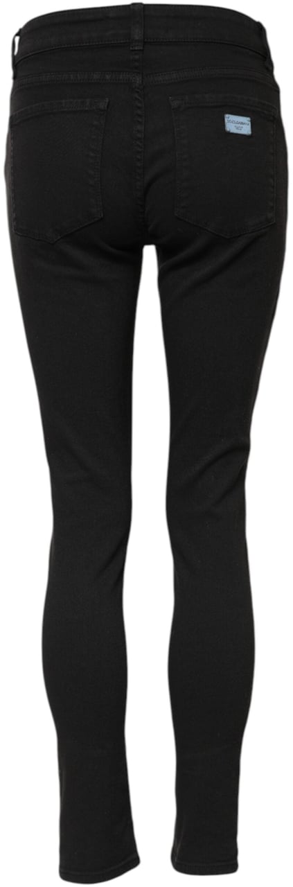Dolce & Gabbana Black Cotton Skinny Mid Waist Denim Jeans Zwart