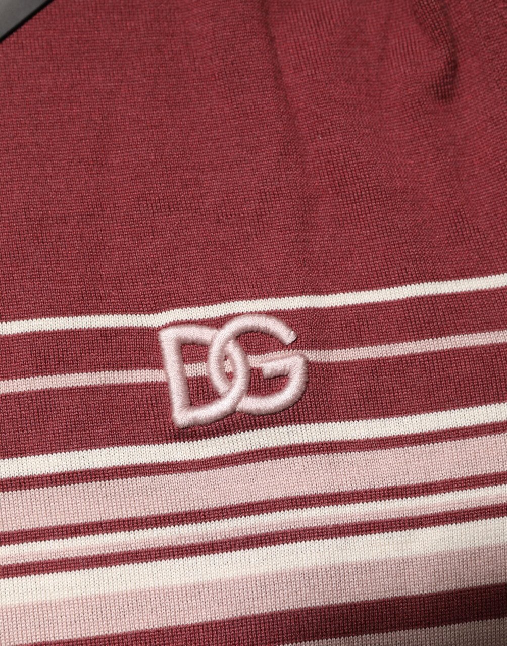 Dolce & Gabbana Cotton Burgundy Striped DG Logo Polo  T-shirt Maroon