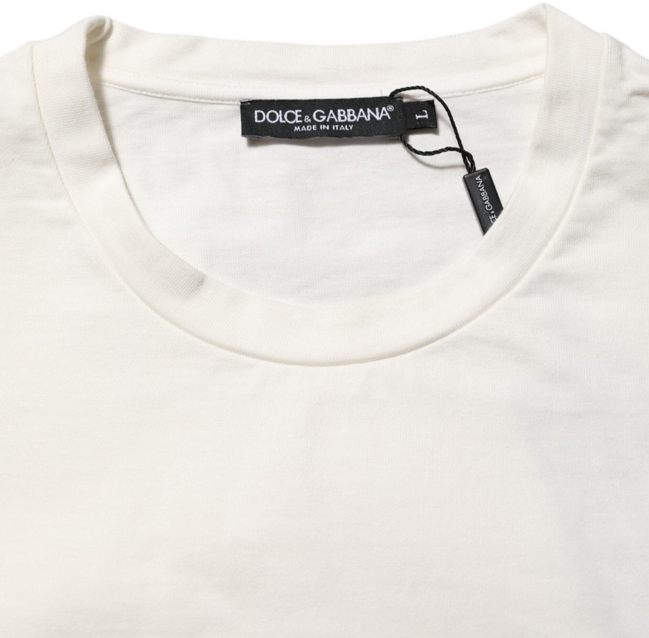 Dolce & Gabbana White Logo Print Cotton Crew Neck Men T-shirt Wit