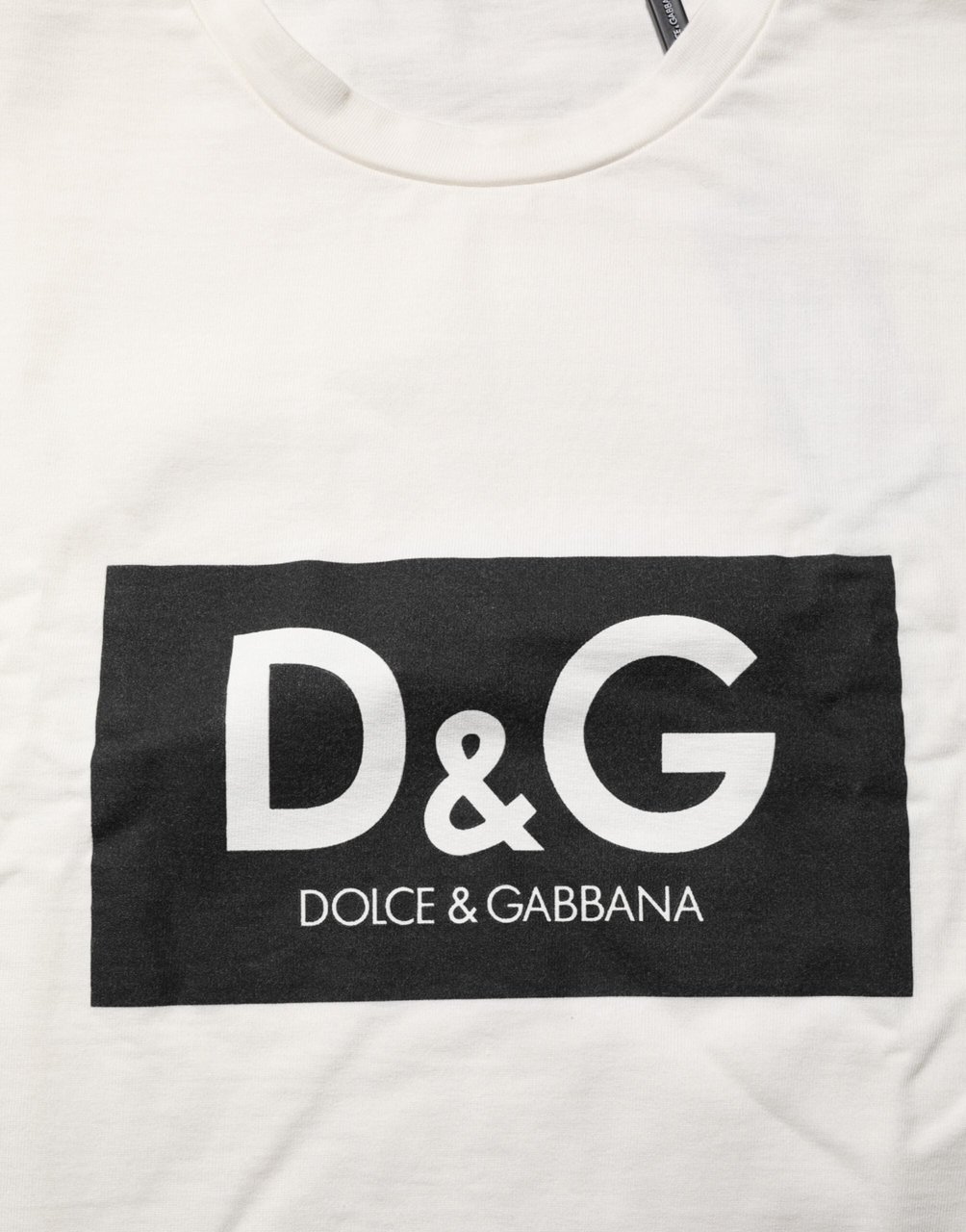 Dolce & Gabbana White Logo Print Cotton Crew Neck Men T-shirt Wit