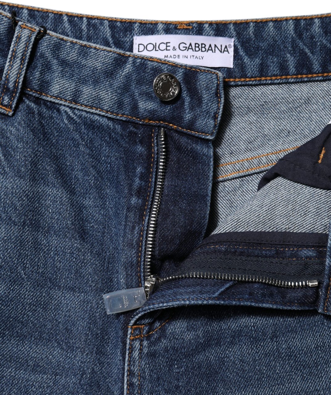 Dolce & Gabbana Blue Cotton Wide Leg Tattered Denim Jeans Blauw