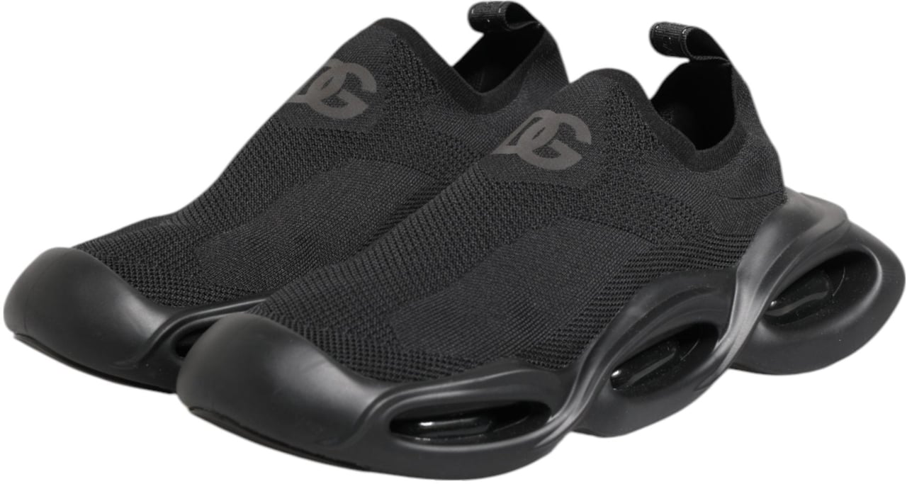 Dolce & Gabbana Black Slip On Wave Low Top Sneakers Shoes Zwart