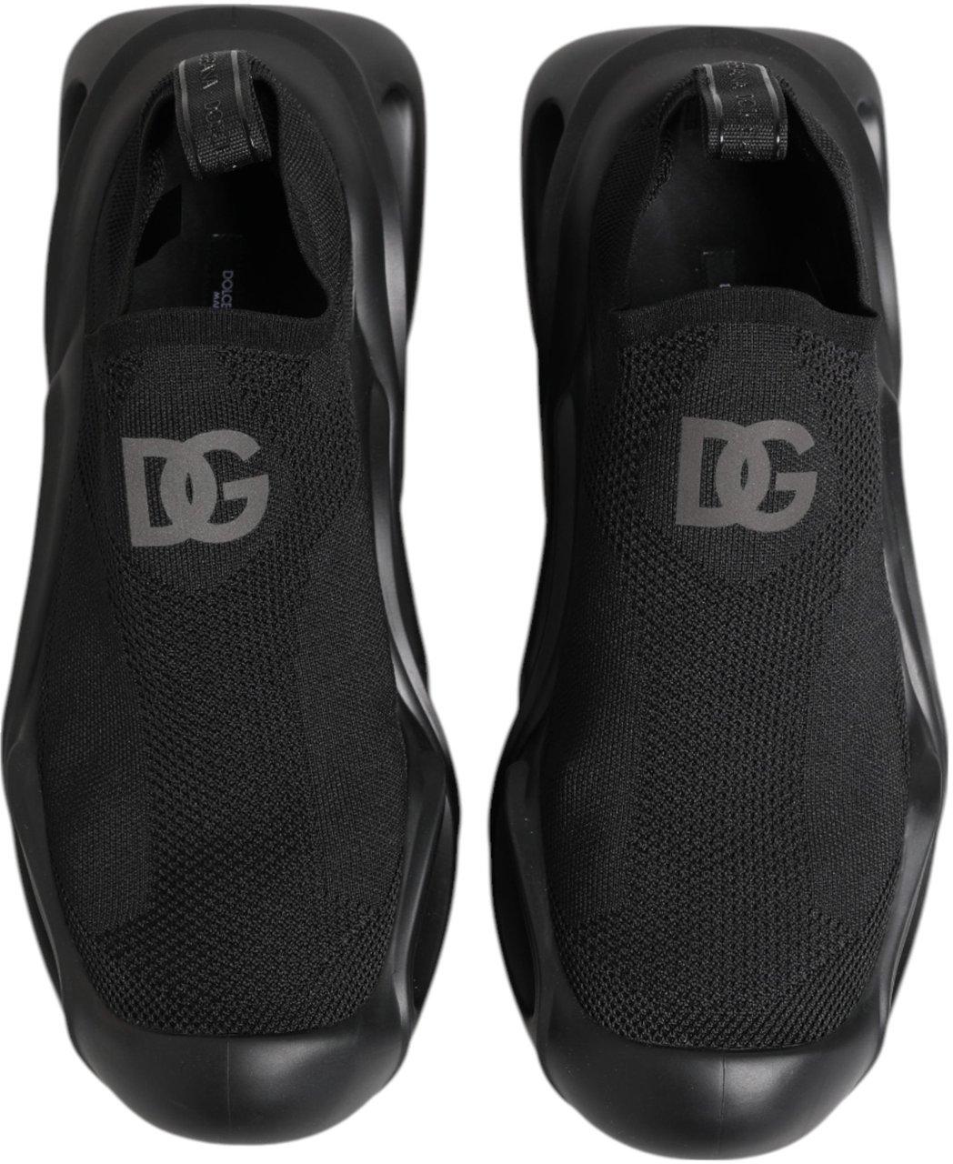 Dolce & Gabbana Black Slip On Wave Low Top Sneakers Shoes Zwart