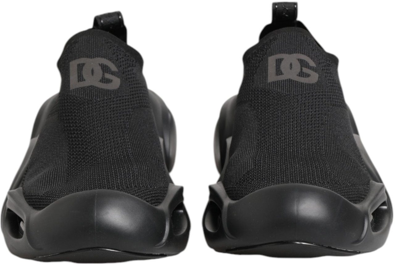 Dolce & Gabbana Black Slip On Wave Low Top Sneakers Shoes Zwart