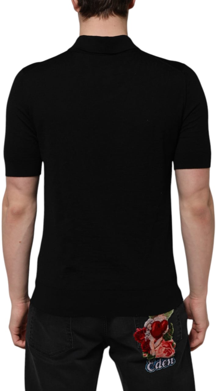 Dolce & Gabbana Black Wool Logo Floral Short Sleeve T-shirt Bruin