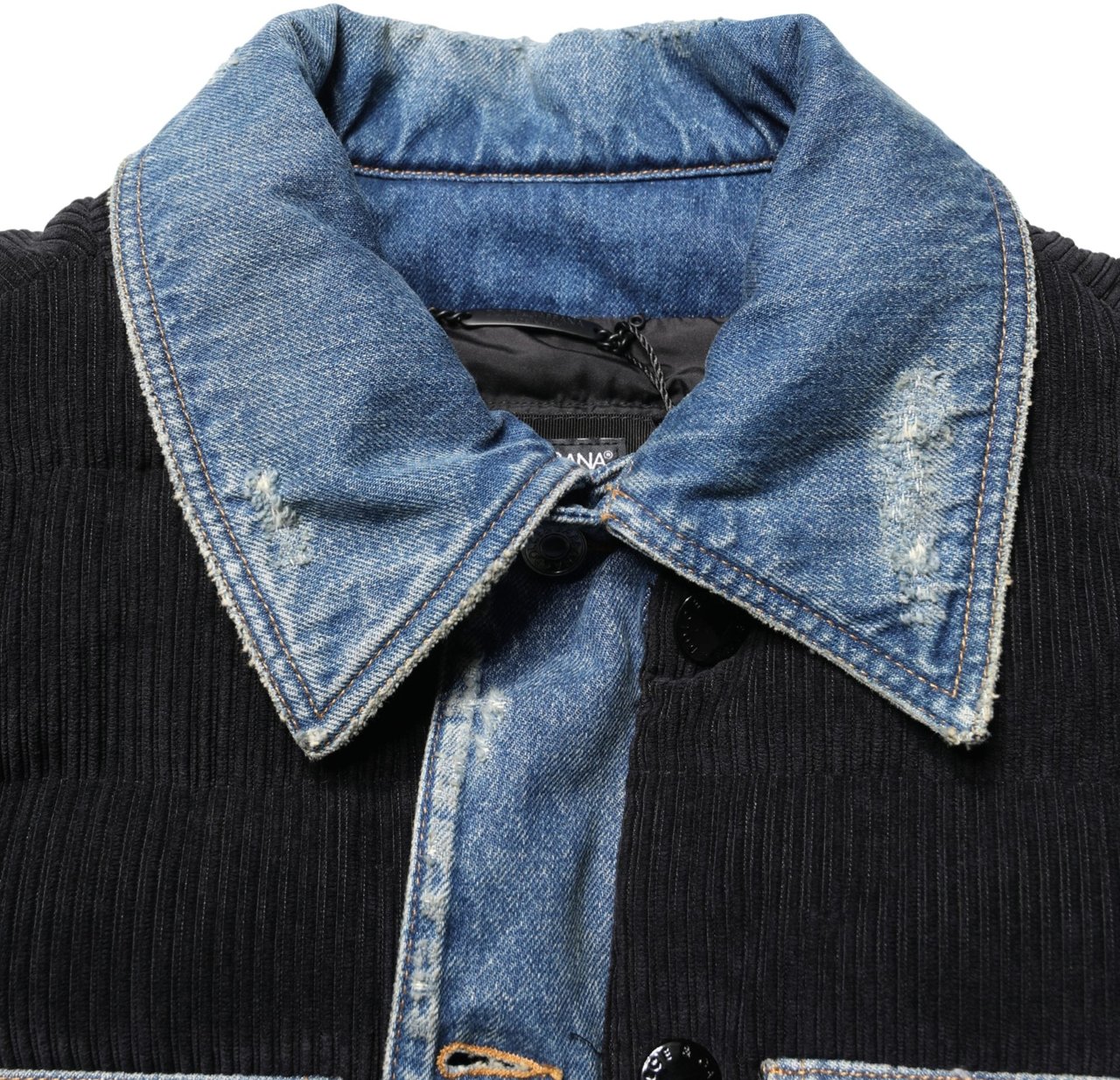 Dolce & Gabbana Black Blue Cotton Denim Blouson Men Jacket Divers